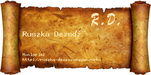Ruszka Dezső névjegykártya